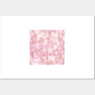 Pink Girly Trendy Golden Marble watercolor modern art abstract Posters and Art